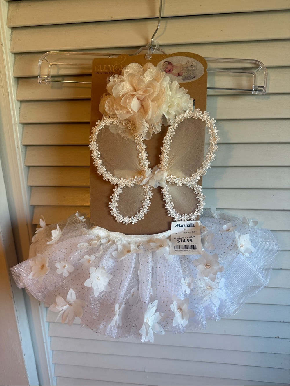 Unbranded Cream Flower Butterfly Kids Costume Set - Tutu, Wings & Headpiece